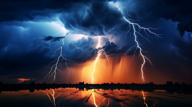 lightning striking a body of water