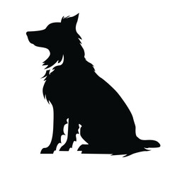 Vector black silhouette of a dog isolated on a white background.