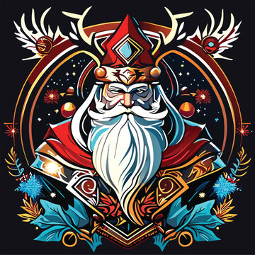 Angry Santa t-shirt design vector illustration.