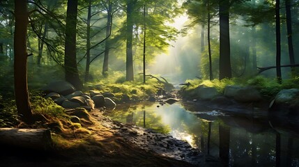 Fototapeta na wymiar a stream in a forest