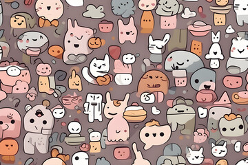 Naklejka premium cute cartoon pattern background image wall wallpaper