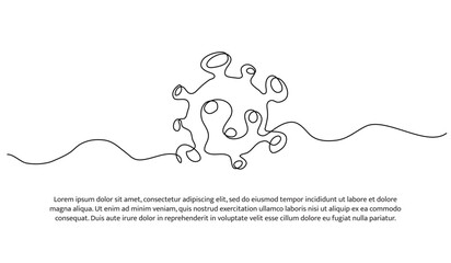 Virus one continuous line design. Decorative elements drawn on a white background.