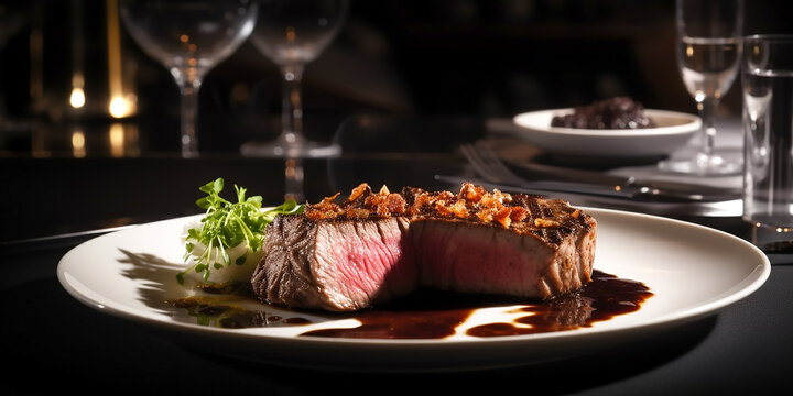 Restaurant Rinder Steak Well Done KI