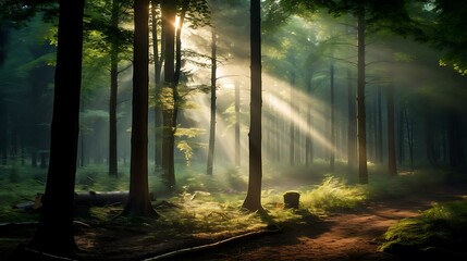 Obraz premium sun shining through the trees