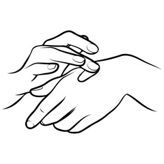 Woman Put on Lotion Line Drawing.