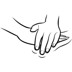 Massage Techniques Line Drawing.