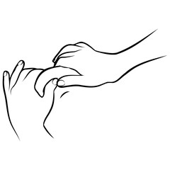 Massage Techniques Line Drawing.