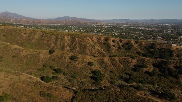 Aerial View of Sylmar and San Gabriel Mountains, San Fernando Valley, California 