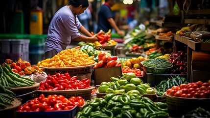 Fototapeta na wymiar a person in a market selling vegetables