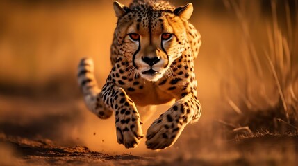 a leopard running in the wild