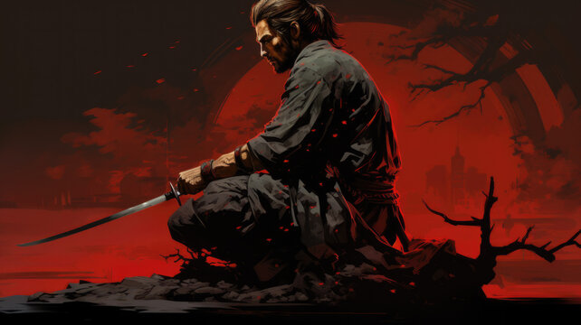 Japen samurai with an katana