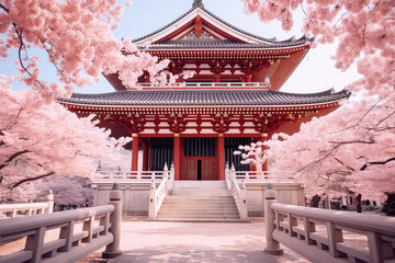 Traditional japanese architecture, shrine in tokyo japan with sa - obrazy, fototapety, plakaty