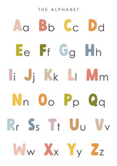 Alphabet illustration, educational material, kids vector, kindergarten illustration, classroom poster, educational wall art, preschool design, alphabet vector