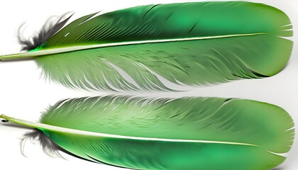 set of feathers, green feather , Ai generated 