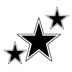 illustrasi black and white 3 star free png