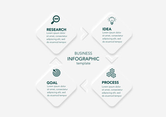 Vector Infographic label design template with icons and 4 options or steps. Can be used for process diagram, presentations, workflow layout, banner, flow chart, info graph.