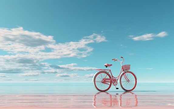 Bicycle on the Beach. Generative AI