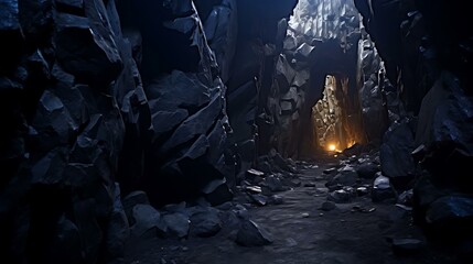 Fototapeta premium a cave with a light inside