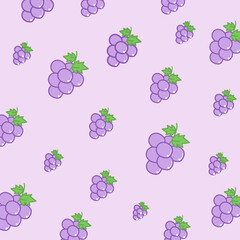 seamless pattern with grapes and leaves
