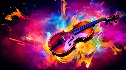 a violin on fire