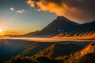 sunset over the mountains