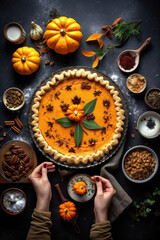 Fototapeta na wymiar Traditional american homemade pumpkin pie