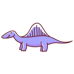 Cute cartoon dinosaur. Illustration on transparent background