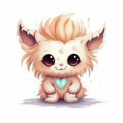 Cute happy funny baby monsters  AI generated creatures artwork
