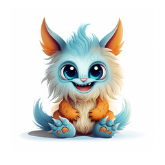 Fototapeta premium Cute happy funny baby monsters AI generated creatures artwork