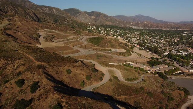 Aerial View of Sylmar and San Gabriel Mountains, San Fernando Valley, California 
