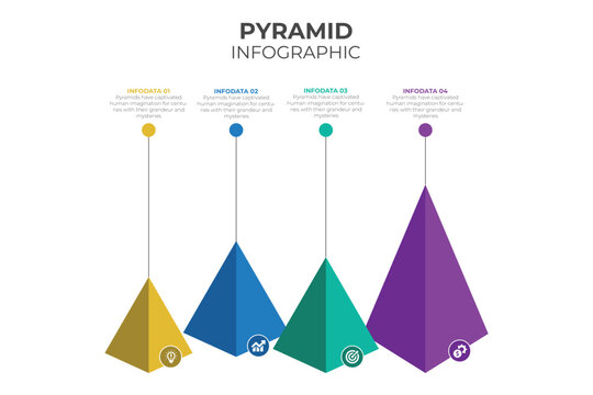 Pyramid Infographic Colorful Set. Triangle Hierarchy Data Segments Collection. Vector Business Illustration Isolated On White