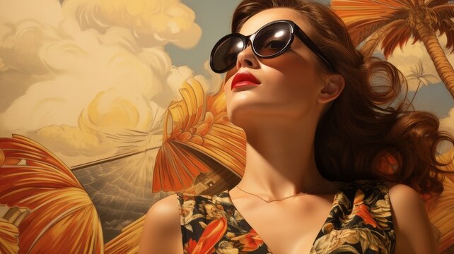 retro portrait woman in sunglasses