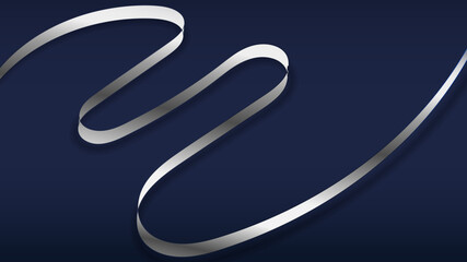 Naklejka premium Abstract silver ribbon with glowing light effect on blue background.