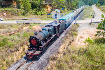 Aerial view of North Borneo Railways (NBR). NBR is among several steam railway still in operation in the world.