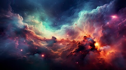 Obraz na płótnie Canvas Colorful Space Galaxy cloud nebula background, Generative AI
