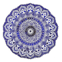 Blue ink mandala. for this blue mandala I use blue fountain pen, blue gel pen and blue ball pen, compass and pro circle. 