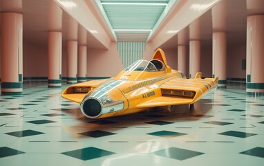 Prepare to be mesmerized by the discombobulating allure of a vintage spaceship. Generative AI - obrazy, fototapety, plakaty