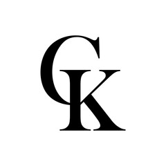 Initial letter CK or GK logo template with luxury vintage illustration in flat design monogram symbol