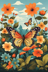 butterfly and flowers, summer vibes.