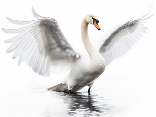 白鳥　白背景　AI生成画像　ジェネレーティブAI