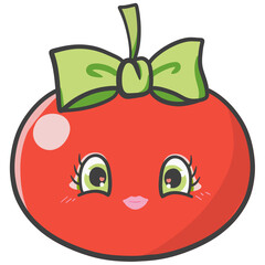 illustration red tomato cartoon isolated on white for decoration