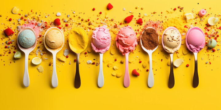 Sunny Days: Ice Cream Delights and Wooden Spoons, Generative AI