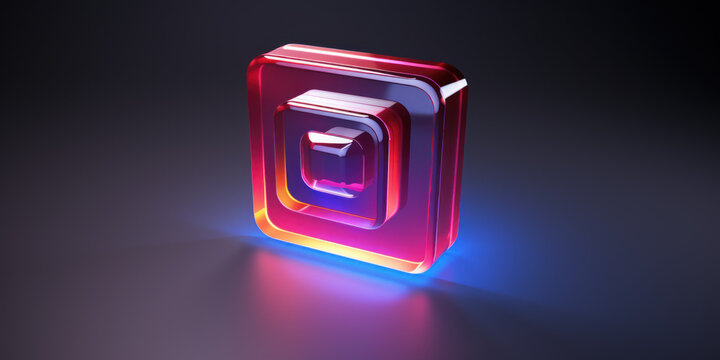 Social Media Icon: A Glossy Red and Blue Render, Generative AI