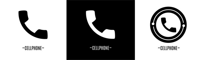 Cellphone logo set. Collection of black and white logos. Stock vector.