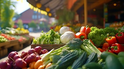 a market with vegetables