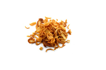 Deep fried shallots for garnishing over white background