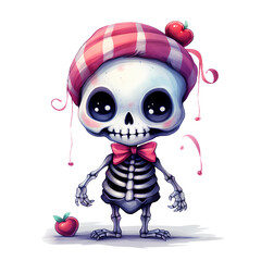 Cute Skeleton Halloween Watercolor