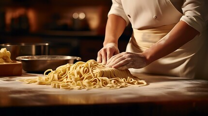 a person making pasta