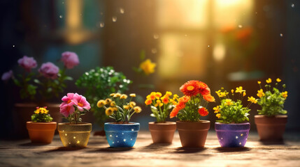 Fototapeta na wymiar Radiant Garden Haven: Flowers Basking in Sunlight