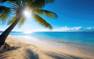 Sunlit Beach and Palms